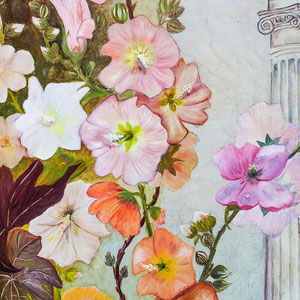 Trompe-l’œil - Composition florale et colonnes antiques (détail) - Copyright Pascale Richert 