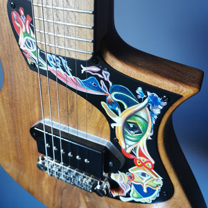 E-Gitarre "Powermaster", September 2025, HEART guitars & more, Detailbemalung Schlagbrett