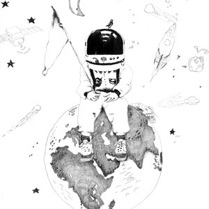  „Astronaut“, Bleistift auf Cansons Papier 180 gr./ 19 x 23 cm. 