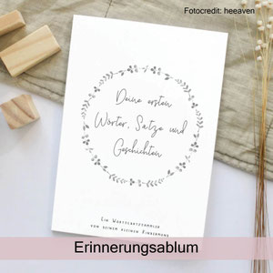 Erinnerungsalbum Taufe, Geburt, Baby, Wortschatzsammler zauberhaft Holz.Perle.Kind.
