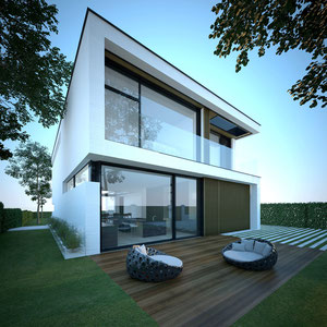 MAISON CONTEMPORAINE EN BETON BANCHE BLANC
