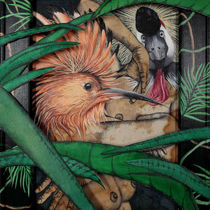 birdtopia / ink, coffee, acrylic on canvas / 30cm x 40cm /  2020 / private collection