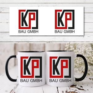 Tassen mit Logo-Aufdruck für die Firma KP Bau GmbH