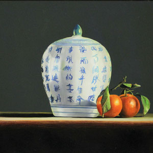 Cornelis de Koning (1957) | Fijnschilder | 21ste eeuw | Olieverf op board | "Stilleven met pot en appels" | Boardmaat: 40 cm. x 60 cm. | Taxatiewaarde: 2.000,= euro | Betaalbare prijs: 1.250,= euro | Met echtheidscertificaat!