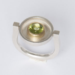 Ring, 925 Silber, 750 Gold, Peridot