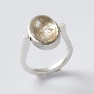 Ring, 925 Silber, 750 Gold, Bergkristall