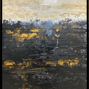 De Olea - Rythme 201 - 67 cm x 87 cm - Réf. 286 - Acrylique sur toile - Encadrement baguette noire caisse américaine - 750 Euros (peut être présentée en dytique avec la référence 287)