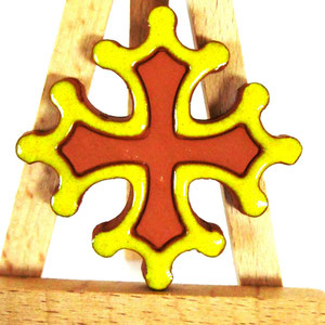 Croix occitane magnet diamètre 5 cm émaillé extérieur jaune