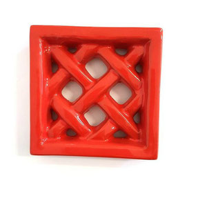 Grille aération croisillon 12x12 émail rouge