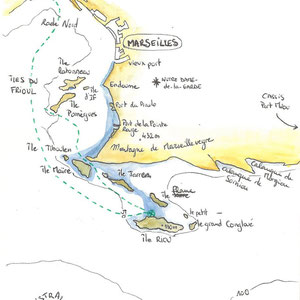Carte où figure le trajet parcouru - Calanques