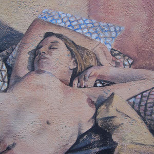H - Acrylique sur toile marouflée sur bois - 80 x 100 cm - 2018 - (détail) - Didier Goguilly - Sommeil et illusion " Éros " exposition à l'ARTSENAL 