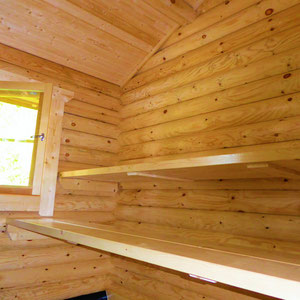 Spacious sauna room with lakeview