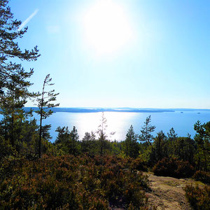 Von den Höhen des kleinen Berges auf der Insel Päijätsalo, direkt fußläufig von Ihrem Mökki erreichbar genießen Sie das Panorama des großen Archipels ...