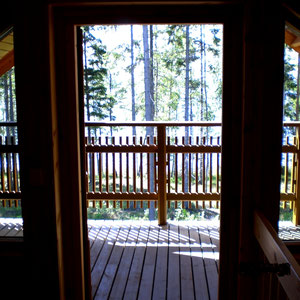 View from the gallery to the balcony and lake