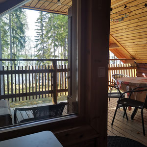 View from the gallery to the balcony and lake
