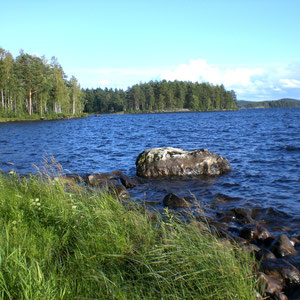 Blick in die Bucht vor dem Haus von unserer Badestelle aus. Auch ein ideales Angelgebiet