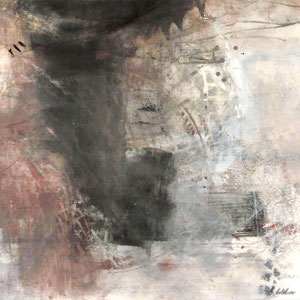 Rostklänge, 80 x 80 cm, Kohle, Acryl, Pigment auf Leinwand