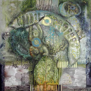 "Grün 1" Mischtechnik auf Leinen (85x90) 2006