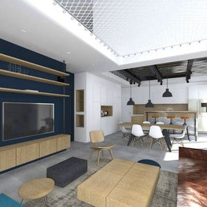 VUE 3D SUR SALON SEJOUR 