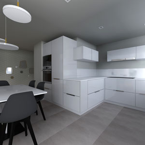 VUE SUR LE PROJET DE CUISINE (3D)