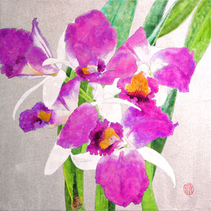 《Cattleya》  30.0×30.0cm　2017　　／2017 UrbinoInAcquerello