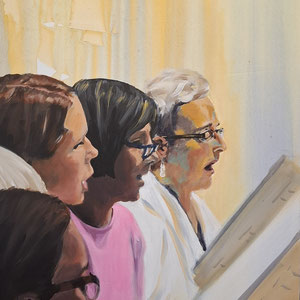 Chorprobe Bonn III, 2026, Acryl auf Leinwand, 60 x 50 cm