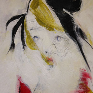 Aged, acrylic and pencil on canvas, 3' X 3', 2019, $450