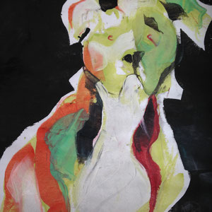 Tank Fortold, melted crayon on paper, 18" X 24", 2017