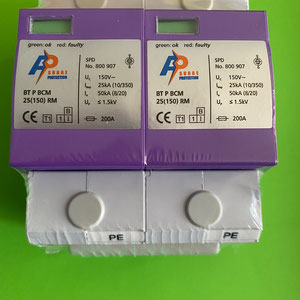 Protector utilizado para AC, Fase mas Neutro, de 50 kA, 150 Vac, para riel.