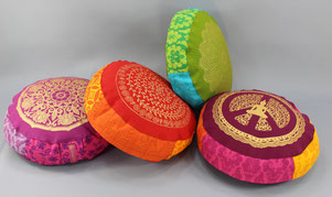 Yogakissen Meditationskissen klein rund Höhe 8 cm mehrfarbig Unikat