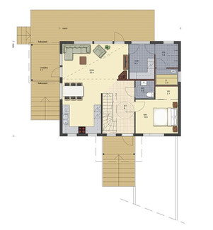 Grundriss Planung - Erdgeschoss - Blockhaus planen - Holzhaus - Einfamilienhaus - Entwurfsplanung - Architektenhäuser - Blockhäuser - Blockbohlenhäuser - schlüsselfertig - Bausatz