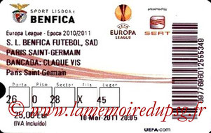 Ticket  Benfica-PSG  2010-11
