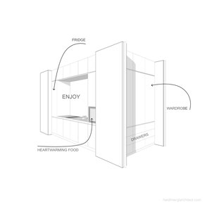 Room Divider Perspective Sketch by Heidi Mergl Architect