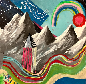 HOUSE IN THE MOUNTAINS, Mixed Media on canvas, 30 x 30 cm, 2020