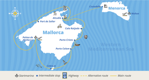 Balearic-Package route map at Yacht-Holiday