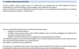 Licence et certificta médical