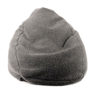 Pouf bean bag en forme de poire en laine naturelle de mouton grise anthracite fabriqué en france