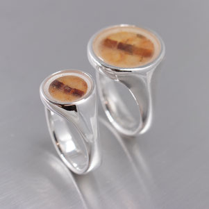 Trauringe in Silber 925 mit Bernstein, wedding rings, John-Michael Mendizza