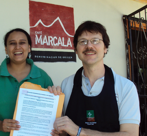 Unterzeichung der Kooperationsvereinbarung mit Zoyla Moreno, DOP Café Marcala, 2012