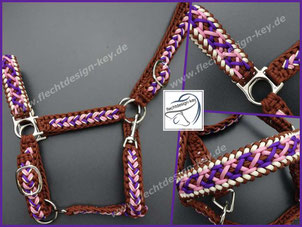 Pferdehalfter aus Paracord geflochten, verstellbar in Genick und Nase