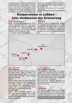 Flyer mit Informationen zu den Lübbener Stolpersteinen