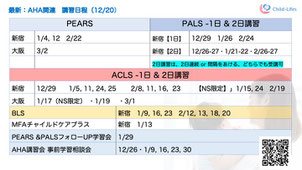 AHA講習日　受講一覧
