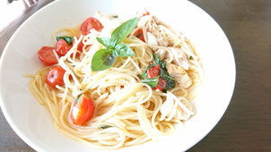 パスタ ランチ プチトマト ささみ バジル