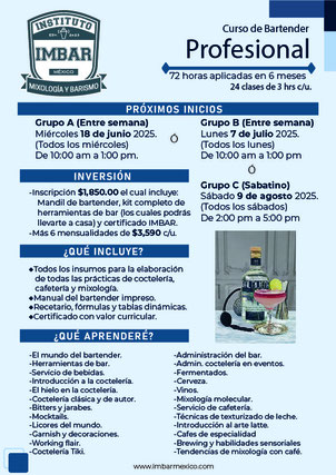 Curso bartender profesional