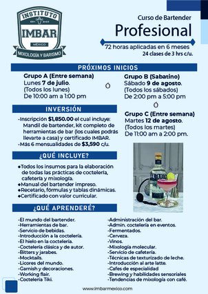 Curso bartender profesional