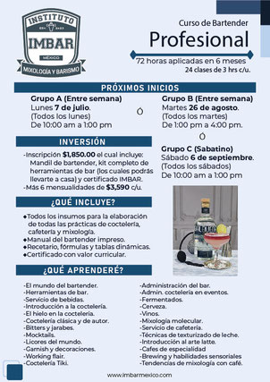 Curso bartender profesional