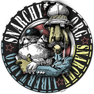 Snarchy main logo with comic British soldier and a bulldog with a bowler hat