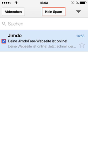 Bild. GMail mobil kein Spam markieren