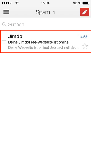 Bild: GMail mobiler Spam Ordner