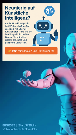 Info zum VHS-KI Kurs am 28.11.2025 - KI aber wie?